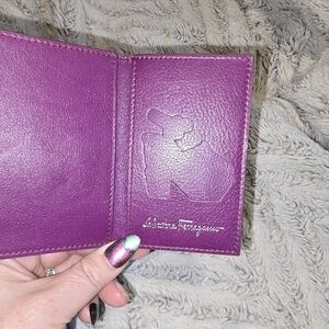 Salvatore Ferragamo Purple Leather Card Holder